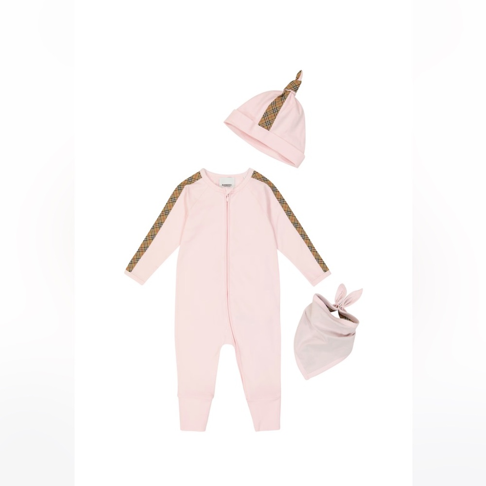 Burberry Pink check cotton-blend set NWT